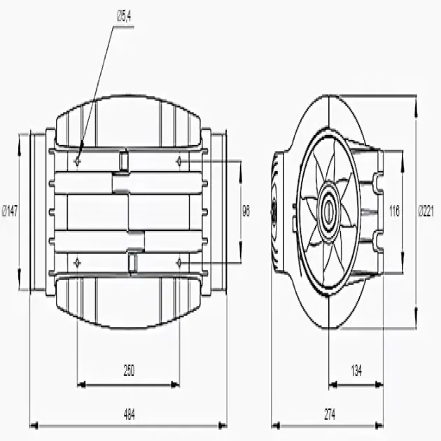 Габаритне креслення канальні вентилятори Soler&amp;Palau TD-500/160, фото - 4